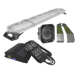 Kit de Sirena, Bocina y Torreta de 48", Con 96 LED, Ambar, Ideal Para Equipar Unidades De Seguridad Privada, MinerIa e Industria