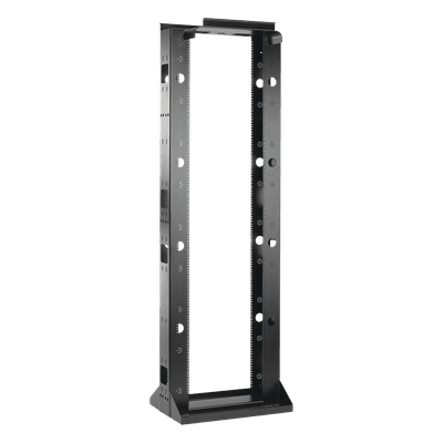 Rack Abierto Sísmico de 2 Postes Estándar de 19 in / 45U / 2.19 m (7.2 ft) de Altura / Capacidad 2,500 lb (1,134 kg) / Acero Calibre 10 (3.4 mm) / Certificación NEBS Zona 4 y OSHPD / Negro RAL 9005