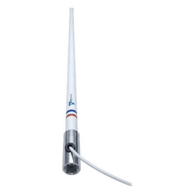 Antena Marina VHF / Fibra de Vidrio / Base Acero Inoxidable / 156-163 MHz / 6 dBi / Cable 10 m (32.8 ft) / PL-259 / Exterior