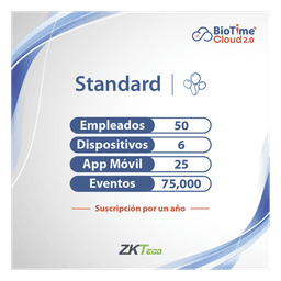 LICENCIA STANDART BIOTIME CLOUD 2.0  / 50 USUARIOS / 6 DISPOSITIVOS (Licencia Anual)