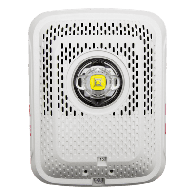 Bocina con Lámpara Estroboscópica, Montaje en Pared, Color Blanco, Nuevo Diseño Moderno y Elegante y Menor Consumo de Corriente