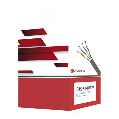 Bobina de Cable de UTP de 4 Pares Cat5e de 305 Metros (1000 Pies), 100% Cobre, LDPE Resistente a Rayos UV, Color Negro, 24 AWG, Uso en Exterior, Para Aplicaciones de Voz, Datos y Video