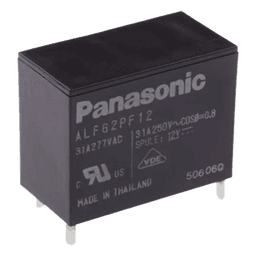 Relevador de 4 pines para tarjetas impresas Through-Hole de 12 Vcc, 31 Amp.