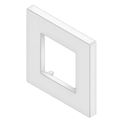 Embellecedor para Caja Europea / Dimensiones 84x84x8 mm Externas / ABS Antimicrobiano / Blanco con Efecto de Contraste / Colocación Fácil y Rápida