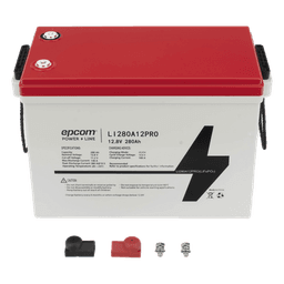 Batería de Litio Ciclo Profundo / 12.8 Vcc 280Ah (3.58 kWh) / LiFePO4 / 6000 Ciclos / Descarga 140A / Carga Rápida 100A / Solar y Marina / BMS con Corte a 11.2V