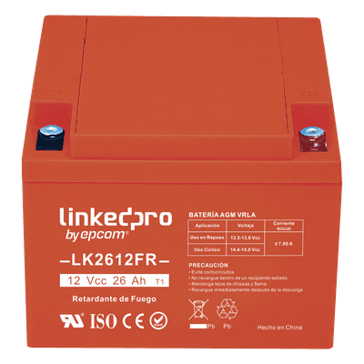 Batería de respaldo 12 V|  26 Ah | AGM | Certificada UL94-V0 Retardante a la Flama | Especial para Seguridad Electrónica | UPS | Sistemas de Emergencia | Vida útil 5 años | Terminales T1