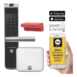 Kit Cerradura con manija YMF40A y HUB, Apertura por,  Código, Biometría y apertura por SMARTPHONE, Para puertas de 35 a 90 mm de espesor