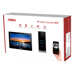 Kit Videoportero IP / Estación Interior i504W + Frente de Calle i60 / Pantalla Táctil 7" HD / Videollamadas H.264/H.265 / Wi-Fi Dual Band / PoE / App Fanvil Link / ONVIF / 10,000 Tarjetas RFID