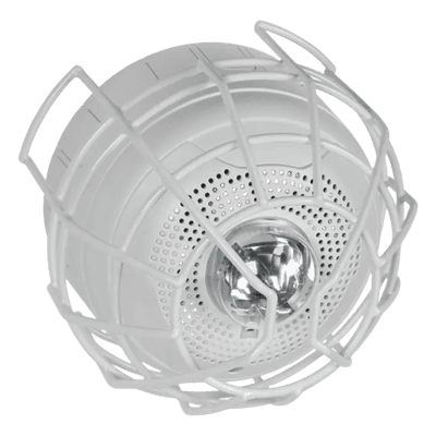 Protector De Rejilla Anti Vandalismo Y Golpes Accidentales, Color Blanco, Para Sirenas/Estrobos/Bocinas System Sensor, Montaje en Superficie en Techo, 8.55"Altox8.55"Anchox6.23"Profundidad