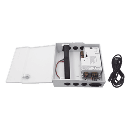 Fuente de Poder / 1 Salida 11-15 Vcc /  5 A / Temporizador Integrado / Con Capacidad de Batería de Respaldo / Requiere Batería / Aplicaciones en sistemas de control de Acceso 