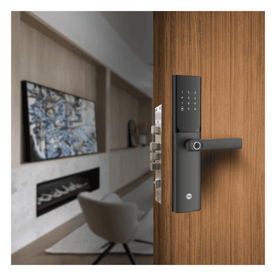 Cerradura Digital JULIUS / Sensor de Huella con Inteligencia Artificial / Registro de 100 Huellas y 100 Códigos / Bloqueo Automático / Modo Niños / IP54 / Incluye 2 Llaves de Alta Seguridad y 4 Tarjetas MIFARE