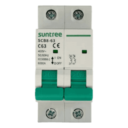 Interruptor Termomagnético / 2 Polos / 50 A / 400 Vca / Curva C / 6 kA / Riel DIN 35 mm