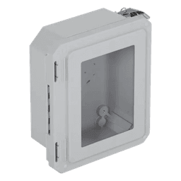 Caja Impermeable De Fibra De Vidrio, 8.77" (22.27cm) Alto x 6.77" (17.19cm) Ancho x 4.06" (10.31cm), Con Ventanilla, Listado UL/cUL, Hecho En EE.UU, Serie EnviroArmour®