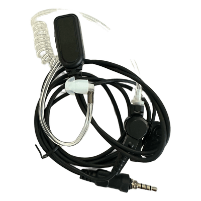 Micrófono Audífono de Solapa / Tubo Acústico Transparente / 2 Cables / Audio Bidireccional / Material Hipoalergénico