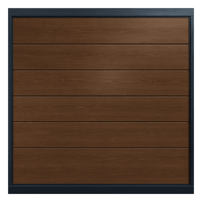 Puerta de Garage / Línea Central / Imitación Madera Oscura / 18 x 8 pies / Aislada / Estilo Americano / Panel Calibre 26