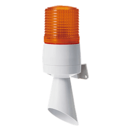 Torreta de Señalización LED / Luz Ámbar Fija y Destellante / Buzzer 95 dB / 24 VCD / IP54 / Ø60 mm