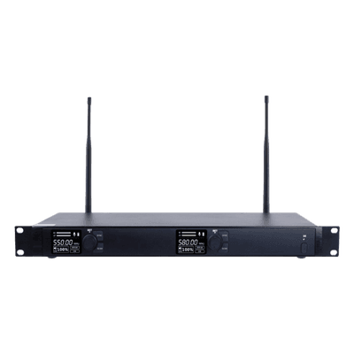 Receptor Inalámbrico Dual Canal Digital U-Band | 4 Bandas de Frecuencia (470-830 MHz) | Transmisión Digital pi/4-DQPSK | Pantalla TFT-LCD 2.2" | Anti-Interferencia con ID Code Pilot | Salidas Balanceadas y Desbalanceadas | Ecualizacion