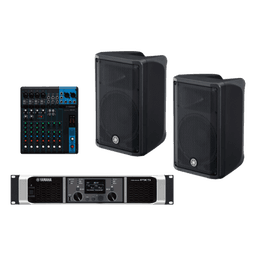 Sistema PA / 2 Bocinas 2 Vías 10" / Amplificador Clase D 2x 800W / Mezclador 10 Canales / DSP Avanzado / Conectores XLR, TRS y Speakon