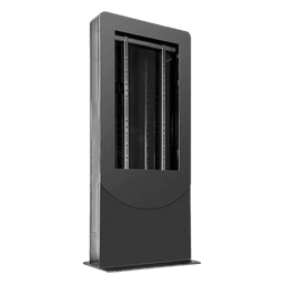 Kiosko modo Vertical para interior color Negro / Soporta Pantallas de 65" hasta 4" de Profundidad / Estructura de Acero con Placa Base 3/8" / 6 Salidas Supresor de Picos UL/cUL / Ventilación Termostática / Puertas de Acceso Se