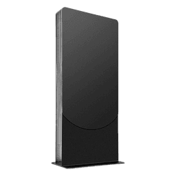 Kiosko modo Vertical para interior color Negro / Soporta Pantallas de 65" hasta 4" de Profundidad / Estructura de Acero con Placa Base 3/8" / 6 Salidas Supresor de Picos UL/cUL / Ventilación Termostática / Puertas de Acceso Se