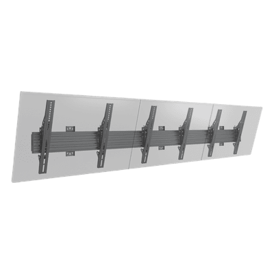Soporte de Pared / Riel Triple Modular / Carga 50 kg / 32"-65" / VESA 600x400 mm / Inclinación 5°-15°