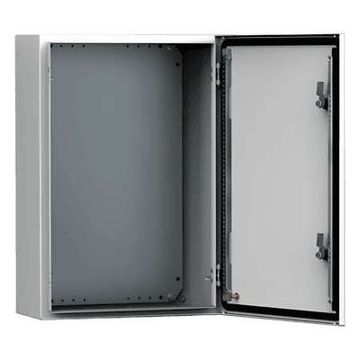 Gabinete de Uso Exterior / 500x400x210 mm (19.7x15.7x8.3 in) / IP66 / NEMA 4/12/13 / IK10 / Acero Dulce 1.5 mm / Platina de Montaje Incluida