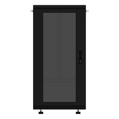 Gabinete Rack de Piso / 24 Unidades / Puerta de Cristal / Carga 750 kg (1653.5 lb) / Profundidad 46 cm / Ventilación 120 mm