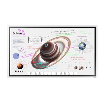 Pizarra Interactiva Digital / 55" 4K UHD (3840x2160) / Touch IR 20 Puntos / Whiteboard 4 Usuarios Simultáneos / Tizen 9.0 / WiFi / VESA 400x400