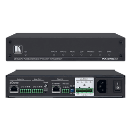 Amplificador de Potencia / 240W / Dante Integrado / Hi-Z 70V/100V y Lo-Z 4Ω/8Ω / DSP 32 bits 96 kHz / Control RS-232 e IP