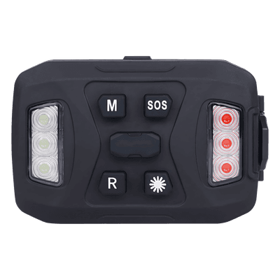 Luz Auxiliar Recargable, 26 LEDs, Rojo/Azul/Blanco, Incluye Clip y Base Magnética 