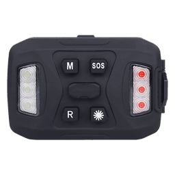 Luz Auxiliar Recargable, 26 LEDs, Rojo/Azul/Blanco, Incluye Clip y Base Magnética 
