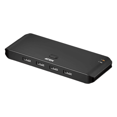 Switch USB 2.0 Compartido 2 x 4 Essentials | 480 Mbps | InstaSync | Pulsador Integrado | Diseño Compacto