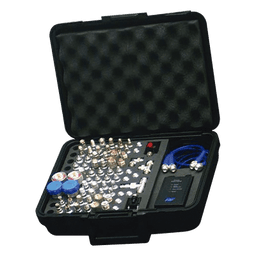 Mega Kit de Adaptadores UNIDAPT de 74 piezas, en conjunto todos los del RFA-4019 y RFA-4023-01 así como 2 Cables UNIDAPT, un Barril-Machos y un Probador de Cables en un solo estuche con bisagras.
