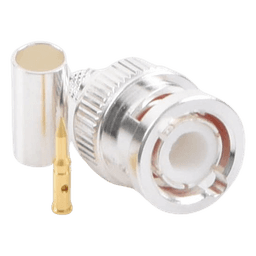 Conector BNC Macho de Anillo Plegable para Cable LP-142, LP-195, LMR-195, RG-58/U, RG-142/U, Plata/Oro/Teflón.