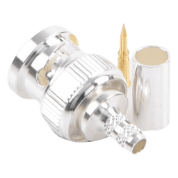 Conector BNC Macho de Anillo Plegable para Cable LP-142, LP-195, LMR-195, RG-58/U, RG-142/U, Plata/Oro/Teflón.