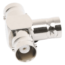 Adaptador Triple en T para 50 Ohm de BNC Hembra a Doble BNC Hembras, Níquel/ Plata/ Teflón.