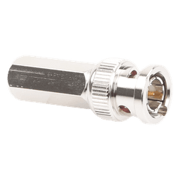 Conector BNC Macho de Ensamble Roscable (Hex.) en Sentido de las Manecillas de Reloj para Cable Coaxial RG-59/U, Níquel/ Oro/ Delrin.