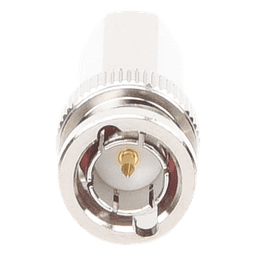 Conector BNC Macho de Ensamble Roscable (Hex.) en Sentido de las Manecillas de Reloj para Cable Coaxial RG-59/U, Níquel/ Oro/ Delrin.