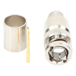 Conector BNC Macho de 75 Ohm, Anillo Plegable, para Cable 8238, RG-11/U, Níquel/ Oro/ Teflón.