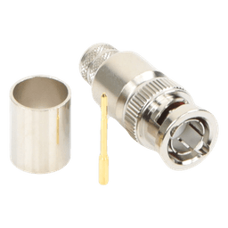 Conector BNC Macho de 75 Ohm, Anillo Plegable, para Cable 8238, RG-11/U, Níquel/ Oro/ Teflón.