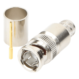 Conector BNC Macho de 75 Ohm, Anillo Plegable, para Cable 8238, RG-11/U, Níquel/ Oro/ Teflón.