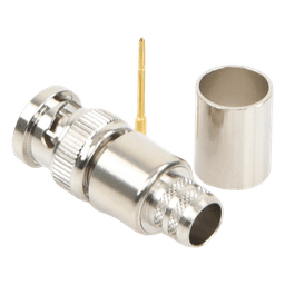 Conector BNC Macho de 75 Ohm, Anillo Plegable, para Cable 8238, RG-11/U, Níquel/ Oro/ Teflón.