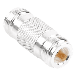 Adaptador Barril en Linea para 50 Ohm, de Conector N Hembra a N Hembra, Plata/ Oro/ Teflón.