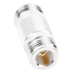 Adaptador Barril en Linea para 50 Ohm, de Conector N Hembra a N Hembra, Plata/ Oro/ Teflón.