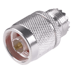 Adaptador en Línea, de Conector N Macho a UHF Hembra (SO-239), Plata/ Oro/ Teflón.