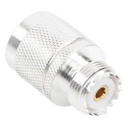 Adaptador en Línea, de Conector N Macho a UHF Hembra (SO-239), Plata/ Oro/ Teflón.