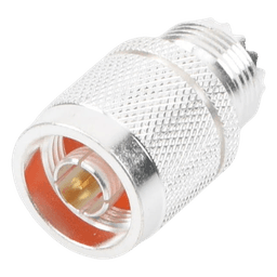 Adaptador en Línea, de Conector N Macho a UHF Hembra (SO-239), Plata/ Oro/ Teflón.