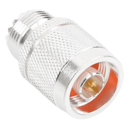 Adaptador en Línea, de Conector N Macho a UHF Hembra (SO-239), Plata/ Oro/ Teflón.
