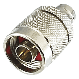 Adaptador en Línea de Conector N Macho a BNC Hembra, Plata/ Oro/ Teflón.
