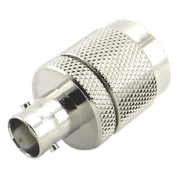 Adaptador en Línea de Conector N Macho a BNC Hembra, Plata/ Oro/ Teflón.